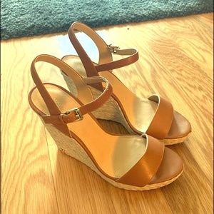 Michael Kors Wedge Sandals- Camel Leather straps